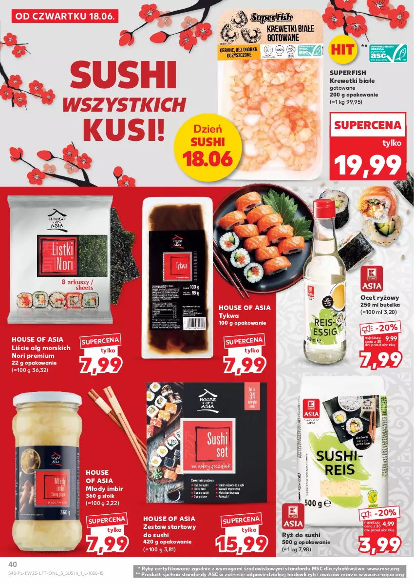 Gazetka promocyjna Kaufland - Gazetka tygodnia - ważna 18.06 do 24.06.2026 - strona 40 - produkty: House of Asia, Imbir, Krewetki, LG, Ocet, Ocet ryżowy, Ryż, Ryż do sushi, Sushi