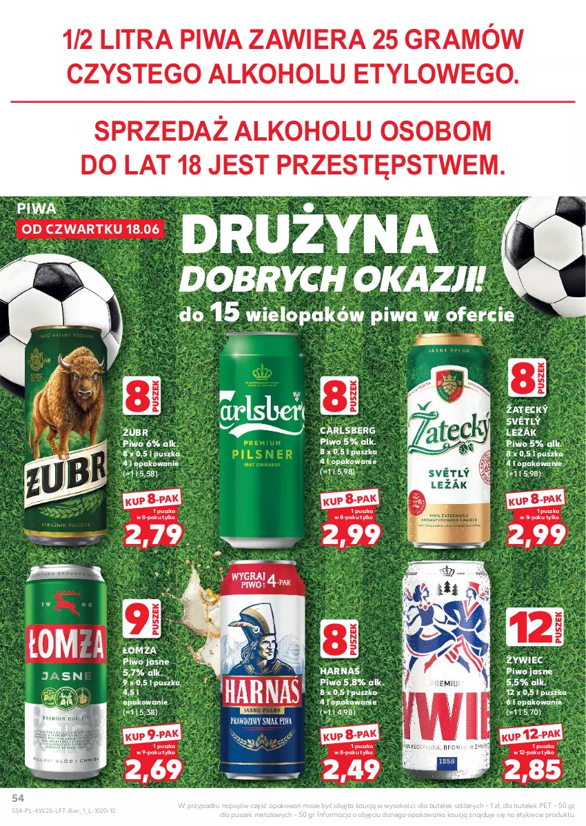Gazetka promocyjna Kaufland - Gazetka tygodnia - ważna 18.06 do 24.06.2026 - strona 54 - produkty: Carlsberg, Gra, Harnaś, Piwa, Piwo, Piwo jasne, Sok
