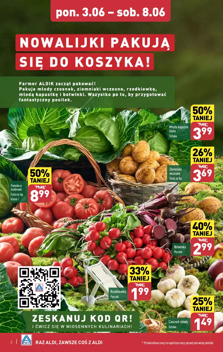 Gazetka promocyjna Aldi - Farmer ALDIK poleca świeże owoce i warzywa - ważna 03.06 do 08.06.2024 - strona 2 - produkty: Czosnek, Inka, Pomidory, Rzodkiewka, Ziemniaki