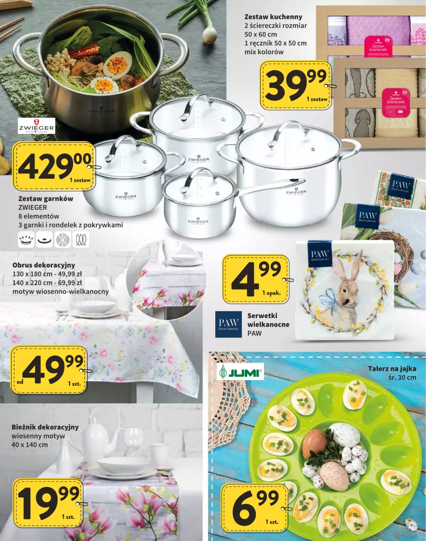 Gazetka promocyjna Intermarche - Wielkanoc - ważna 31.03 do 16.04.2022 - strona 12 - produkty: Bieżnik, Obrus, Ręcznik, Rondel, Ser, Serwetki, Talerz