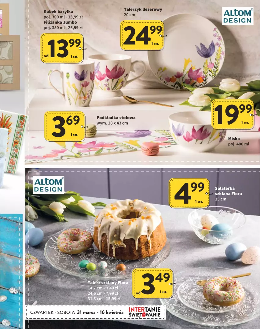 Gazetka promocyjna Intermarche - Wielkanoc - ważna 31.03 do 16.04.2022 - strona 13 - produkty: Deser, Flora, Kubek, LANA, Podkład, Podkładka, Salaterka, Ser, Talerz, Talerzyk