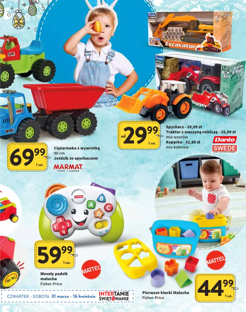 Gazetka promocyjna Intermarche - Wielkanoc - ważna 31.03 do 16.04.2022 - strona 7 - produkty: Fisher-Price, Klocki, Parka, Por, Sport, Traktor