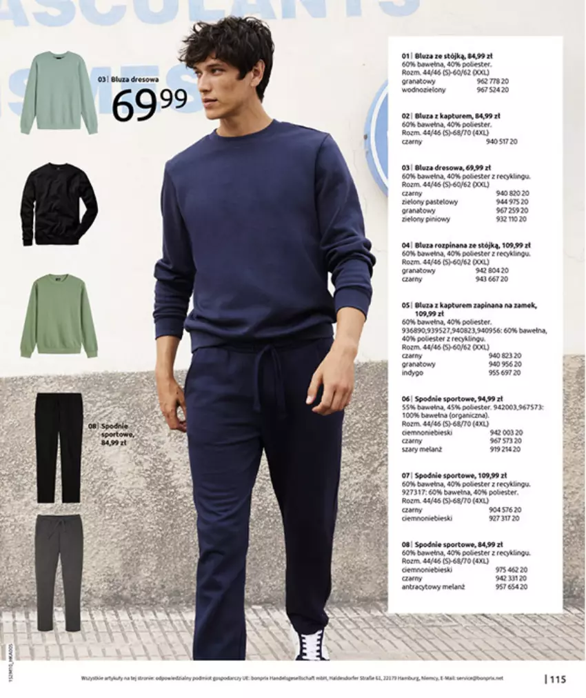 Gazetka promocyjna Bonprix - SIELANKOWY ROMANTYZM - ważna 18.11 do 29.12.2025 - strona 117 - produkty: Bluza, Fa, Gra, Granat, Por, Spodnie, Toyo, Wełna