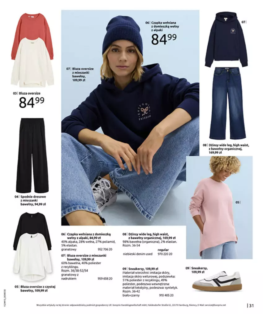 Gazetka promocyjna Bonprix - SIELANKOWY ROMANTYZM - ważna 18.11 do 29.12.2025 - strona 33 - produkty: Ba!, Bluza, Gra, Granat, LANA, Wełna