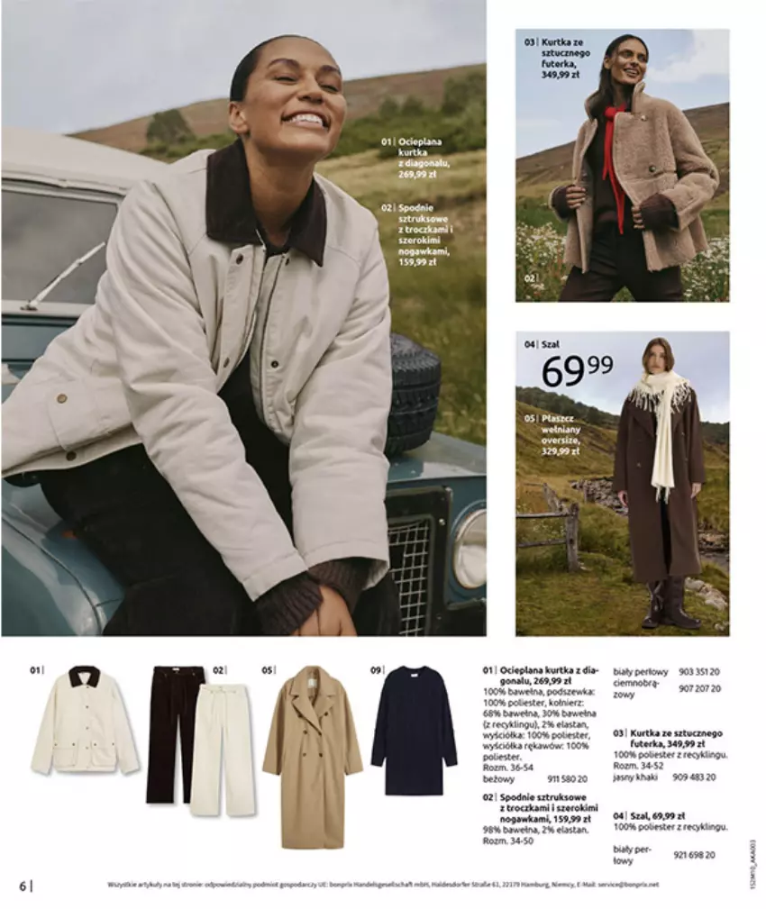 Gazetka promocyjna Bonprix - SIELANKOWY ROMANTYZM - ważna 18.11 do 29.12.2025 - strona 8 - produkty: Brit, Kurtka, LANA, Spodnie, Spodnie sztruksowe, Szal, Top