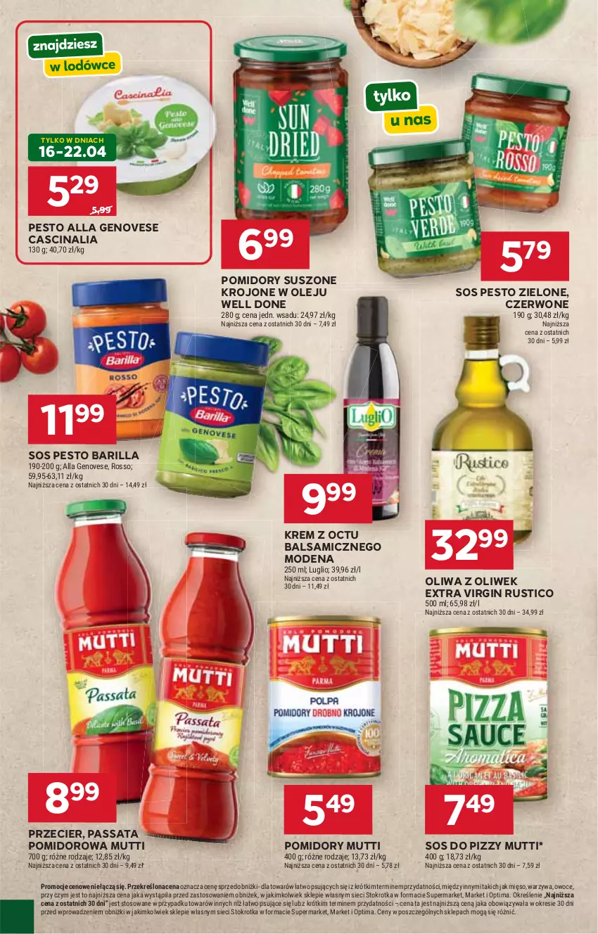 Gazetka promocyjna Stokrotka - Supermarket - ważna 16.04 do 22.04.2026 - strona 34 - produkty: Barilla, Gin, Mięso, Olej, Oliwa, Oliwa z oliwek, Optima, Owoce, Pesto, Pomidory, Rust, Sos, Sos do pizzy, Warzywa