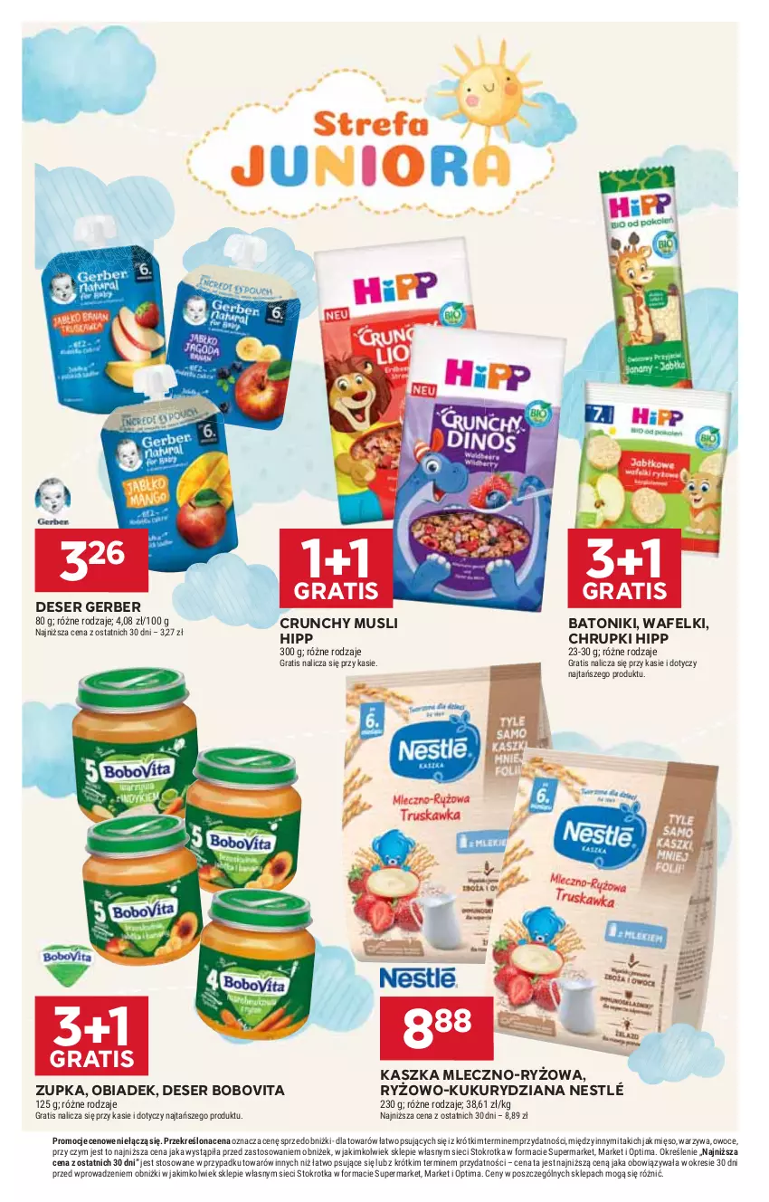 Gazetka promocyjna Stokrotka - Supermarket - ważna 16.04 do 22.04.2026 - strona 48 - produkty: Baton, BoboVita, Chrupki, Deser, Gerber, Gra, HiPP, Mięso, Mus, Nestlé, Optima, Owoce, Ryż, Ser, Tonik, Warzywa