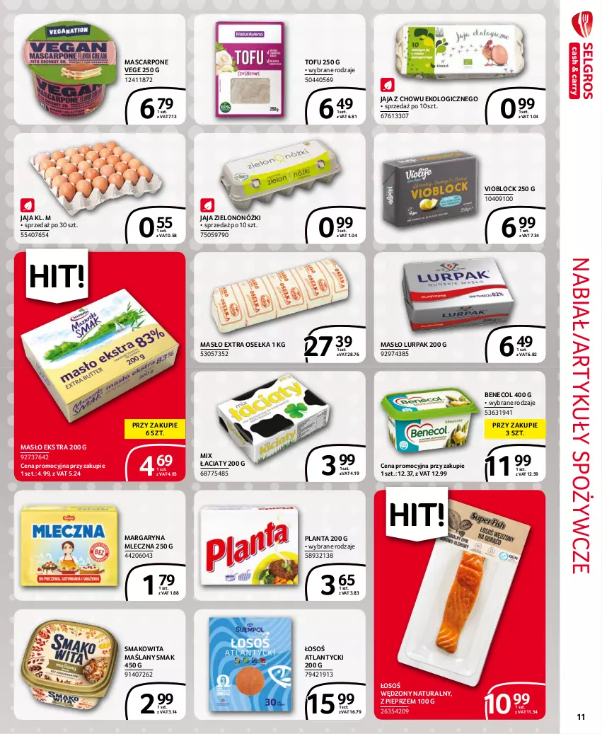 Gazetka promocyjna Selgros - Extra Oferta - ważna 01.10 do 31.10.2021 - strona 11 - produkty: Artykuły spożywcze, Benecol, Jaja, Lurpak, Margaryna, Mascarpone, Masło, Pieprz, Smakowita, Tofu