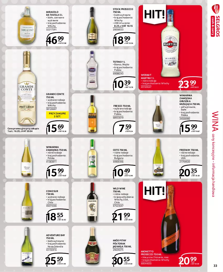 Gazetka promocyjna Selgros - Extra Oferta - ważna 01.10 do 31.10.2021 - strona 33 - produkty: Fresco, Gra, Martini, Miód, Miód pitny, Mionetto, Mus, Prosecco, Stock, Winiarnia Zamojska