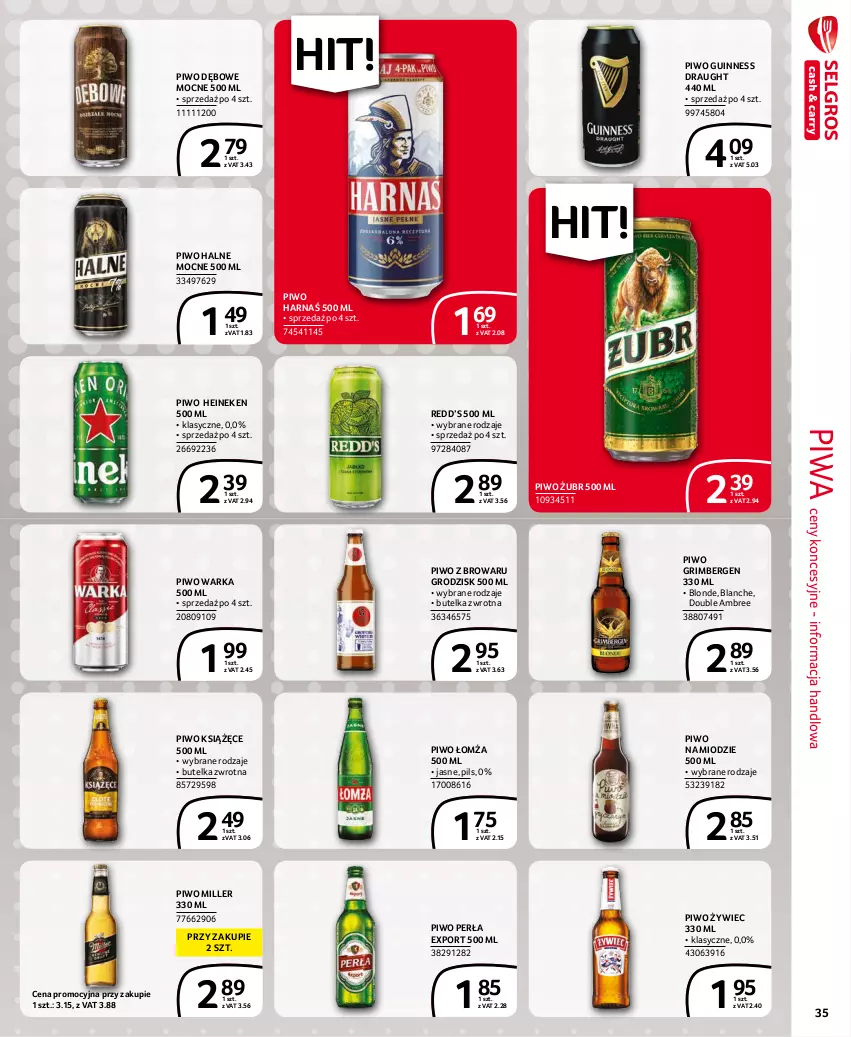 Gazetka promocyjna Selgros - Extra Oferta - ważna 01.10 do 31.10.2021 - strona 35 - produkty: Harnaś, Heineken, Książęce, Perła, Piwa, Piwo, Por, Warka