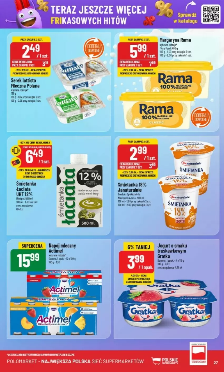 Gazetka promocyjna PoloMarket - ważna 29.01 do 04.02.2025 - strona 20 - produkty: Actimel, Gra, Jogurt, LANA, Margaryna, Miecz, Por, Rama, Ser, Serek