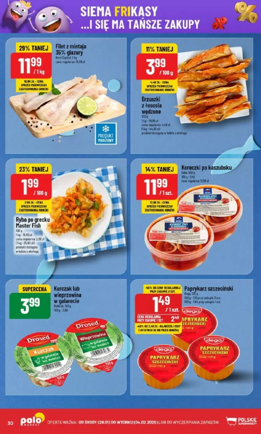 Gazetka promocyjna PoloMarket - ważna 29.01 do 04.02.2025 - strona 24 - produkty: Brzuszki z łososia, Filet z mintaja, Gala, Kurczak, Lazur, Mintaj, Papryka, Paprykarz, Paprykarz szczeciński, Sos, Wieprzowina