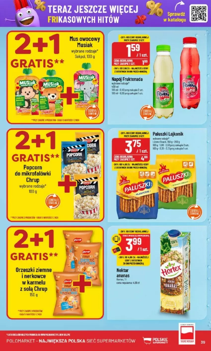 Gazetka promocyjna PoloMarket - ważna 29.01 do 04.02.2025 - strona 33 - produkty: Ananas, Fa, Gra, Lajkonik, Mus, Napój, Nektar, Orzeszki, Orzeszki ziemne, Popcorn, Sok, Tera