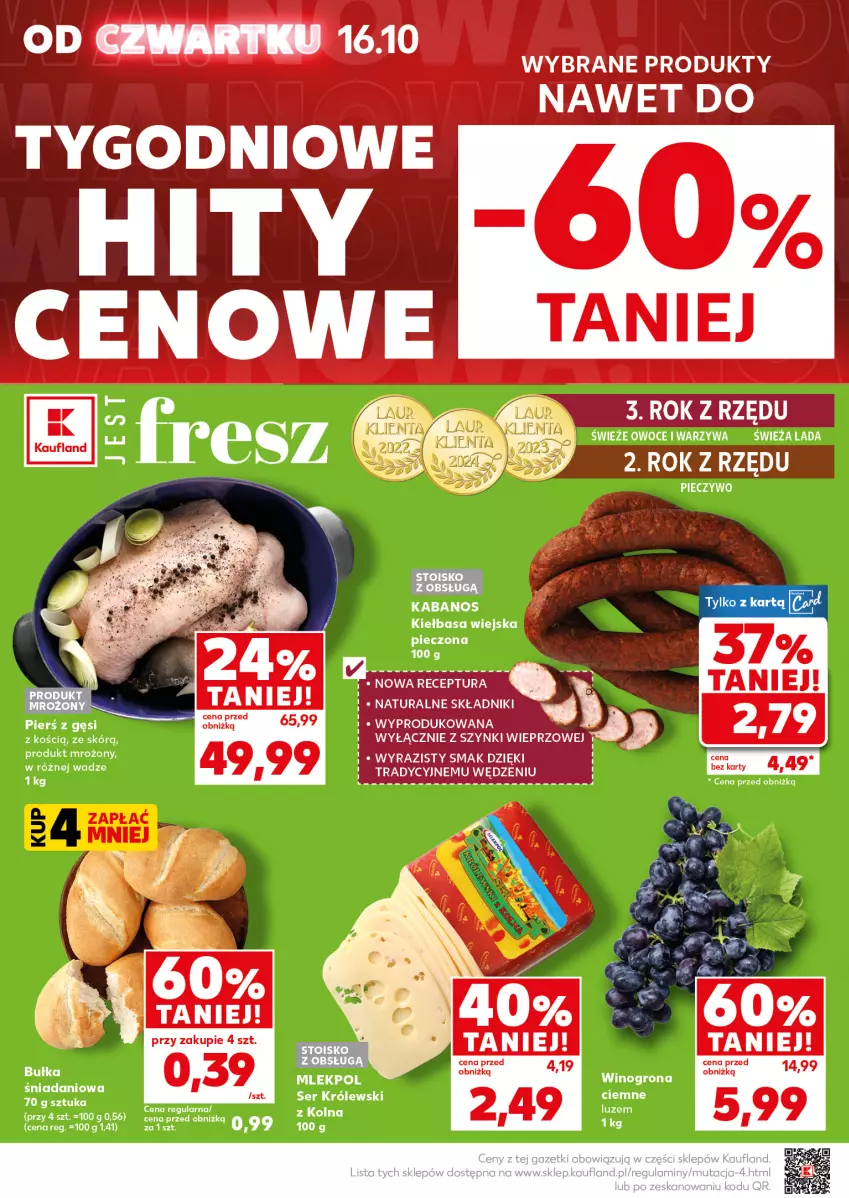 Gazetka promocyjna Kaufland - Mocny Start - ważna 20.10 do 22.10.2025 - strona 10 - produkty: Kabanos, Kiełbasa, Kiełbasa wiejska, Owoce, Piec, Pieczywo, Warzywa, Wino, Winogrona