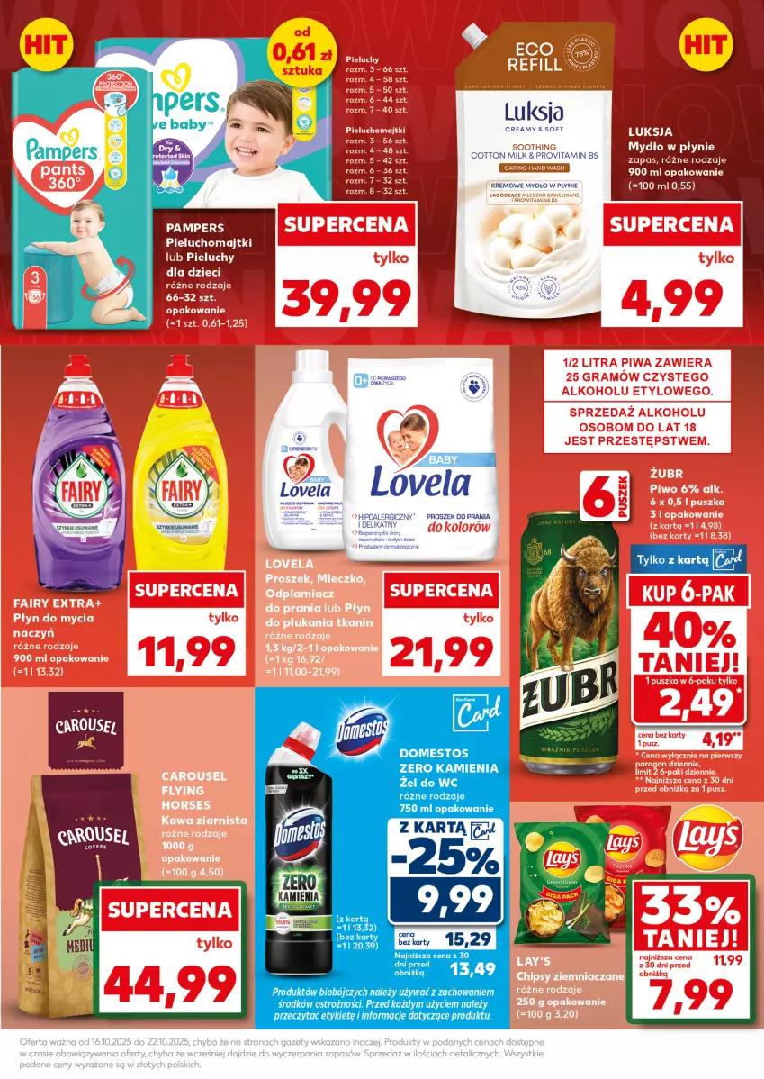 Gazetka promocyjna Kaufland - Mocny Start - ważna 20.10 do 22.10.2025 - strona 13 - produkty: Domestos, Hipoalergiczny proszek, Luksja, Mydło, Mydło w płynie, Pampers, Proszek do prania