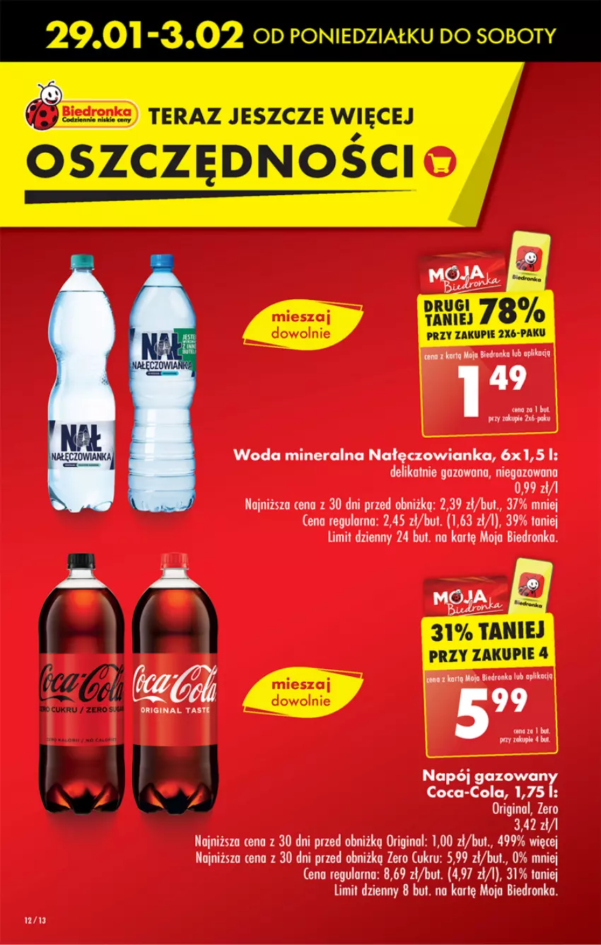 Gazetka promocyjna Biedronka - Od czwartku - ważna 01.02 do 07.02.2024 - strona 12 - produkty: Coca-Cola, Gin, LG, Nałęczowianka, Napój, Napój gazowany, Woda, Woda mineralna