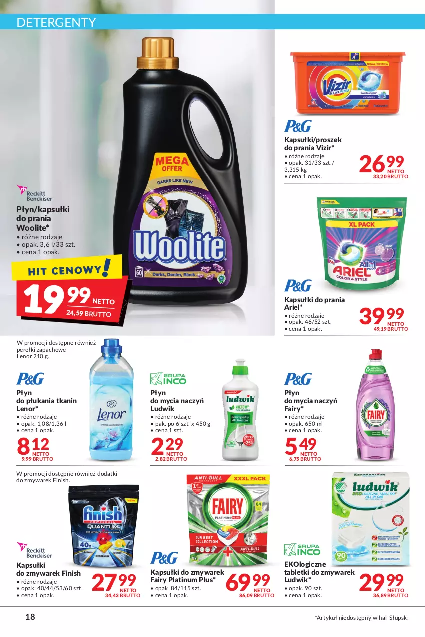 Gazetka promocyjna Makro - [Oferta promocyjna] Artykuły spożywcze i przemysłowe - ważna 12.07 do 25.07.2022 - strona 18 - produkty: Ariel, Do mycia naczyń, Fa, Fairy, Finish, Kapsułki do prania, Lenor, Ludwik, Perełki zapachowe, Płyn do mycia, Płyn do mycia naczyń, Płyn do płukania, Proszek do prania, Tablet, Vizir, Woolite