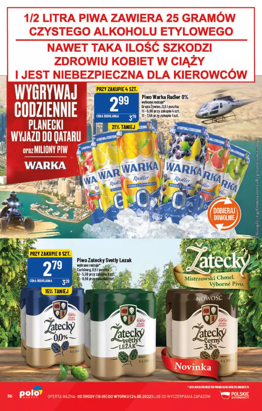 Gazetka promocyjna PoloMarket - Gazetka pomocyjna - ważna 18.05 do 24.05.2022 - strona 36 - produkty: Piwo, Radler, Warka