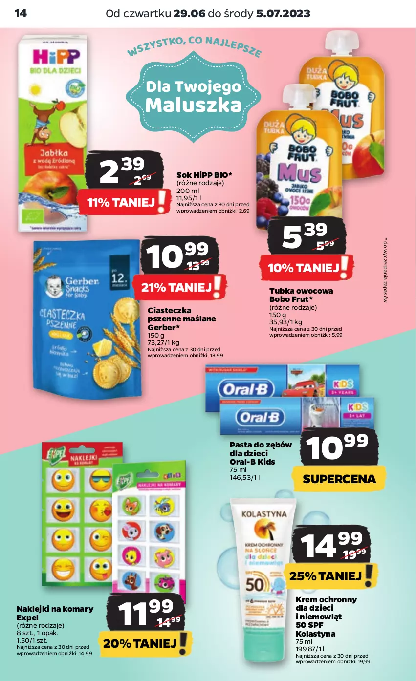 Gazetka promocyjna Netto - Artykuły spożywcze - ważna 29.06 do 05.07.2023 - strona 14 - produkty: Dzieci, Gerber, HiPP, Hipp Bio, Klej, Pasta do zębów, Sok