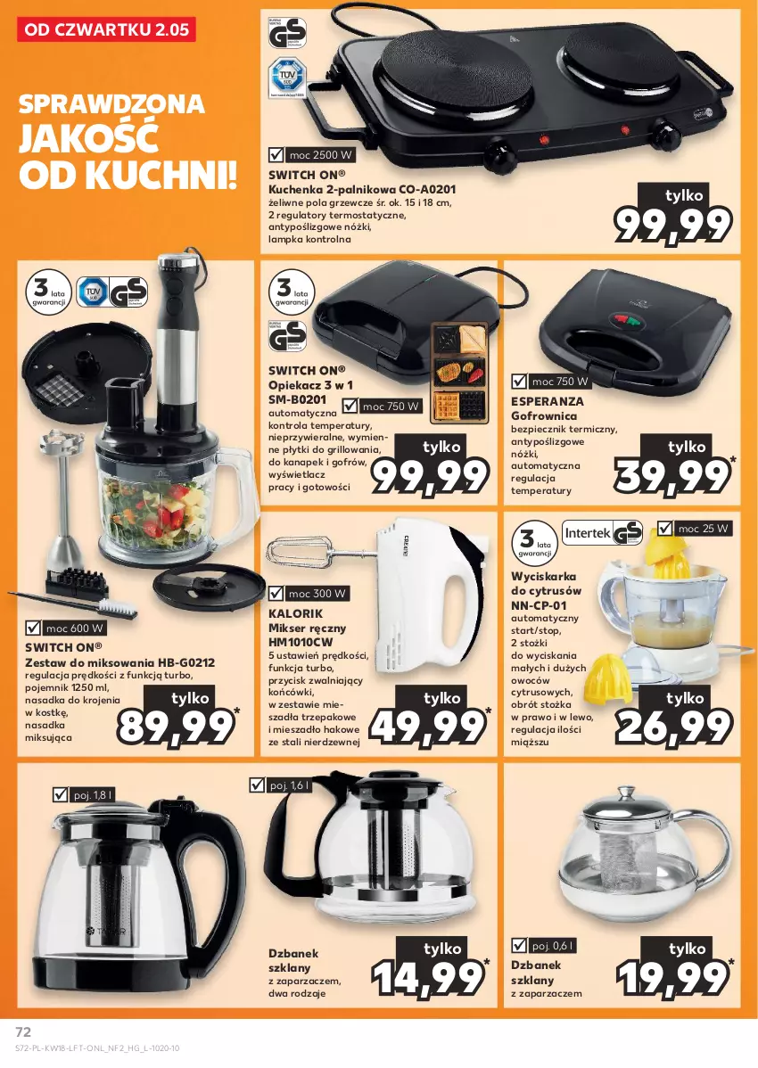 Gazetka promocyjna Kaufland - Gazetka tygodnia - ważna 02.05 do 08.05.2024 - strona 72 - produkty: Dzbanek, Gofrownica, Grill, Mieszadło, Mikser, Mikser ręczny, Piec, Pojemnik, Ser, Termos, Top, Wyciskarka, Zaparzacz