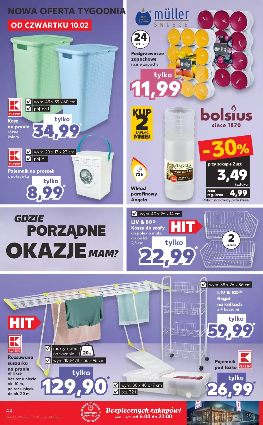 Gazetka promocyjna Kaufland - OFERTA TYGODNIA - ważna 10.02 do 16.02.2022 - strona 44 - produkty: Kosz, Piec, Podgrzewacze, Pojemnik, Por, Regał, Suszarka, Suszarka na pranie