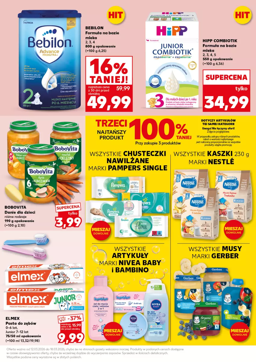 Gazetka promocyjna Kaufland - Mocny Start - ważna 16.03 do 18.03.2026 - strona 27 - produkty: AEG, BEBILON, BoboVita, Chusteczki, Chusteczki nawilzane, Danie dla dzieci, Dzieci, Elmex, Gerber, HiPP, Mus, Nivea, Nivea Baby, Pampers, Pasta do zębów, Por, Ryż, Waga