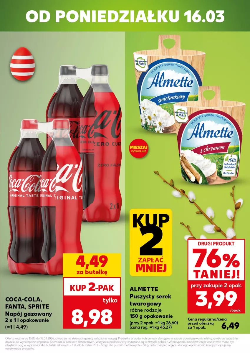 Gazetka promocyjna Kaufland - Mocny Start - ważna 16.03 do 18.03.2026 - strona 3 - produkty: Almette, Coca-Cola, Fa, Fanta, Napój, Napój gazowany, Ser, Serek, Serek twarogowy, Sprite