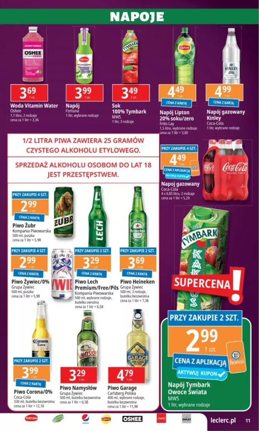 Gazetka promocyjna E Leclerc - ważna 17.12 do 31.12.2024 - strona 3 - produkty: Carlsberg, Coca-Cola, Gra, Lipton, Namysłów, Napój, Napój gazowany, Napoje, Owoce, Piwa, Piwo, Sok, Tymbark