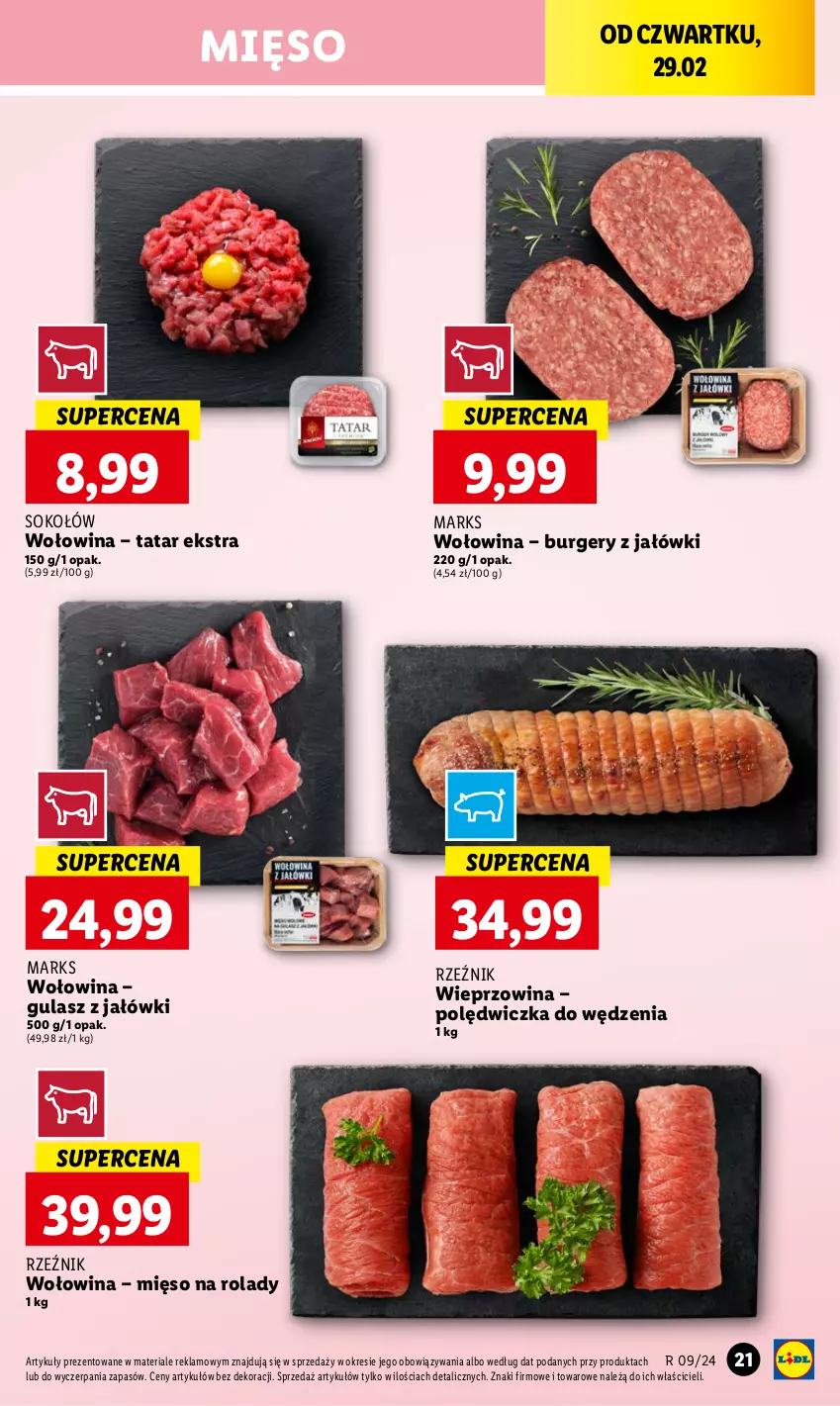 Gazetka promocyjna Lidl - GAZETKA - ważna 29.02 do 02.03.2024 - strona 25 - produkty: Burger, Mięso, Sok, Sokołów, Wieprzowina, Wołowina