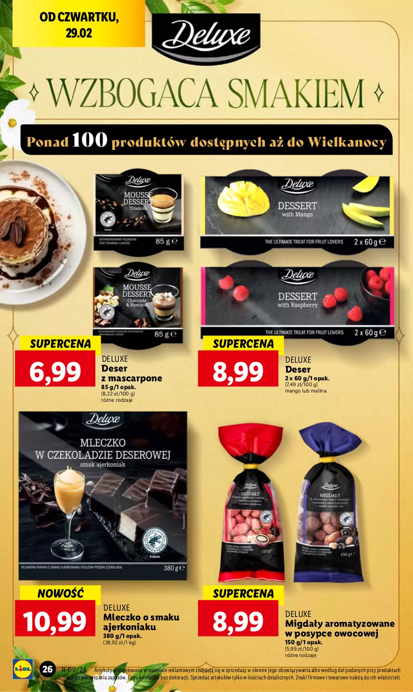 Gazetka promocyjna Lidl - GAZETKA - ważna 29.02 do 02.03.2024 - strona 30 - produkty: Deser, Mango, Mascarpone, Migdały, Mleczko, Ser