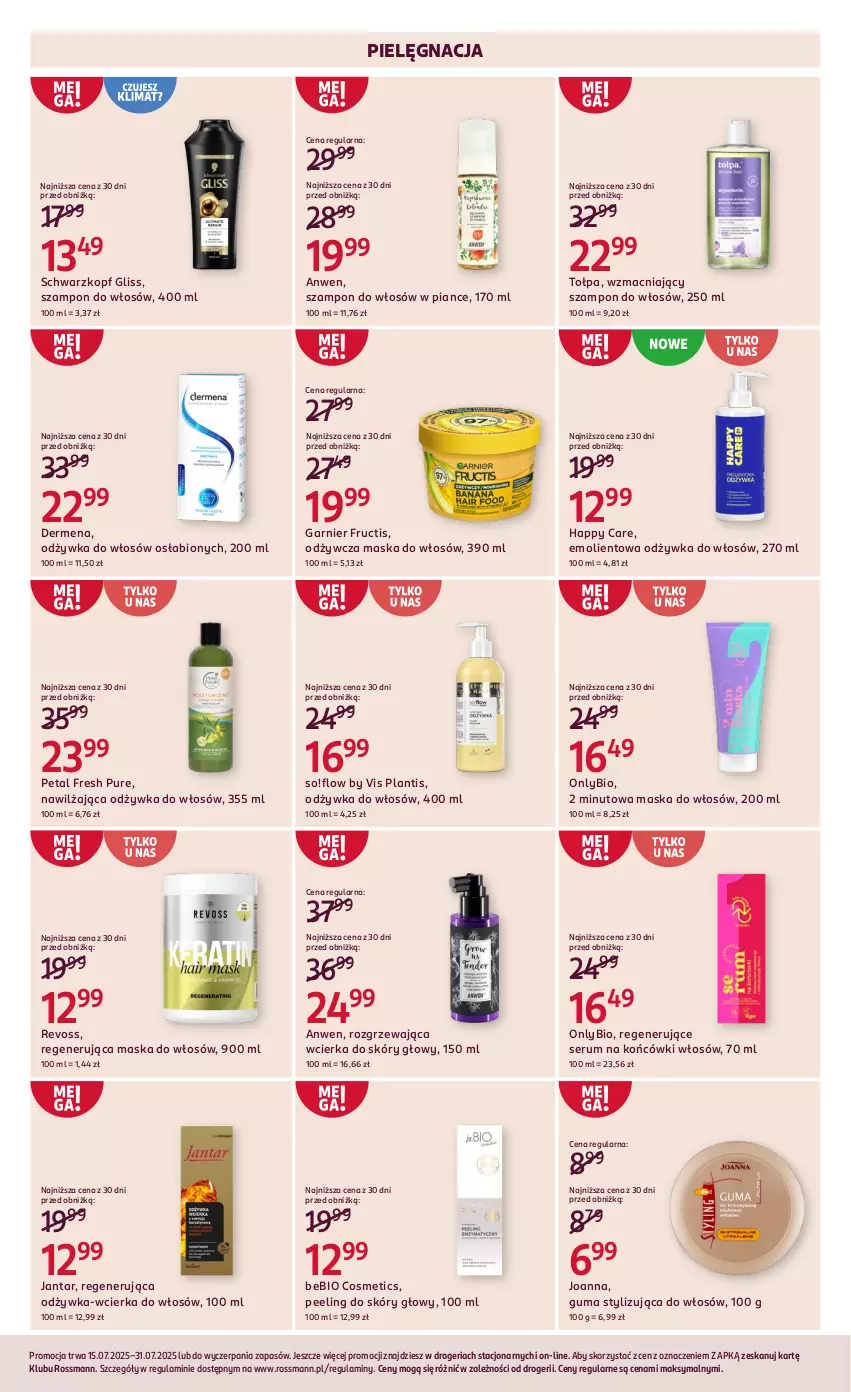 Gazetka promocyjna Rossmann - 15 lipca - ważna 15.07 do 31.07.2025 - strona 4 - produkty: Dermena, Fructis, Garnier, Joanna, Maska, Maska do włosów, Odżywka, Peeling, Petal Fresh, Pur, Regenerująca maska, Rum, Schwarzkopf, Ser, Serum, Szampon, Tołpa