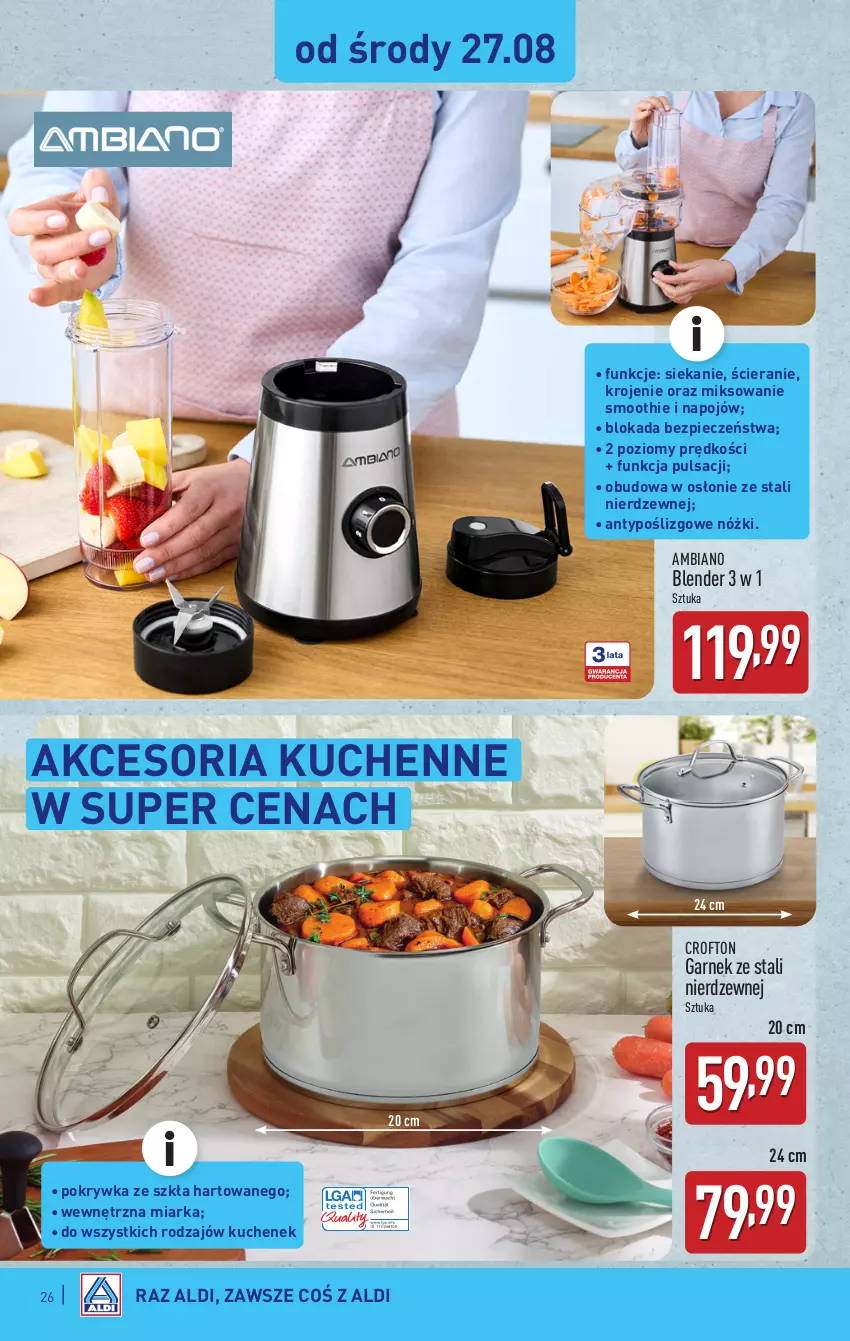 Gazetka promocyjna Aldi - Pełna oferta - ważna 25.08 do 31.08.2025 - strona 26 - produkty: Blender, Garnek, Miarka, Piec, Smoothie