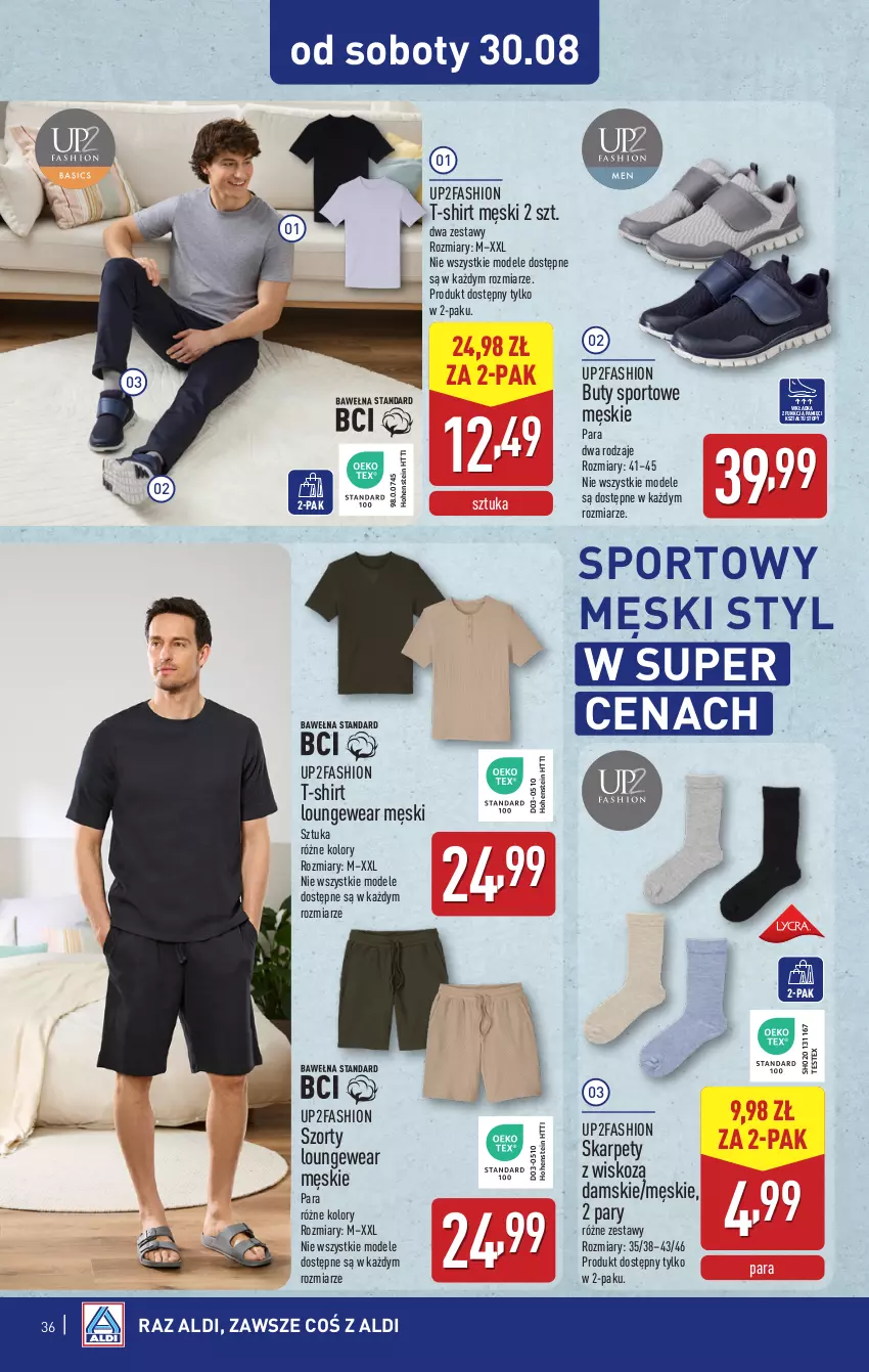 Gazetka promocyjna Aldi - Pełna oferta - ważna 25.08 do 31.08.2025 - strona 36 - produkty: Buty, Fa, Karp, Por, Sport, Szorty, T-shirt, Top
