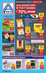 Gazetka promocyjna Aldi - Pełna oferta - Gazetka - ważna od 31.08 do 31.08.2025 - strona 1 - produkty: Piwa, Piwo, Kurczak, Makaron, Sos, Ser, Gra, Smakowita, Hofburger, Salami, Mięsne specjały, Dallmayr, Kawa mielona, Kawa, Herbata czarna, Lipton, Burger, Boczek, Herbata, Pomidory