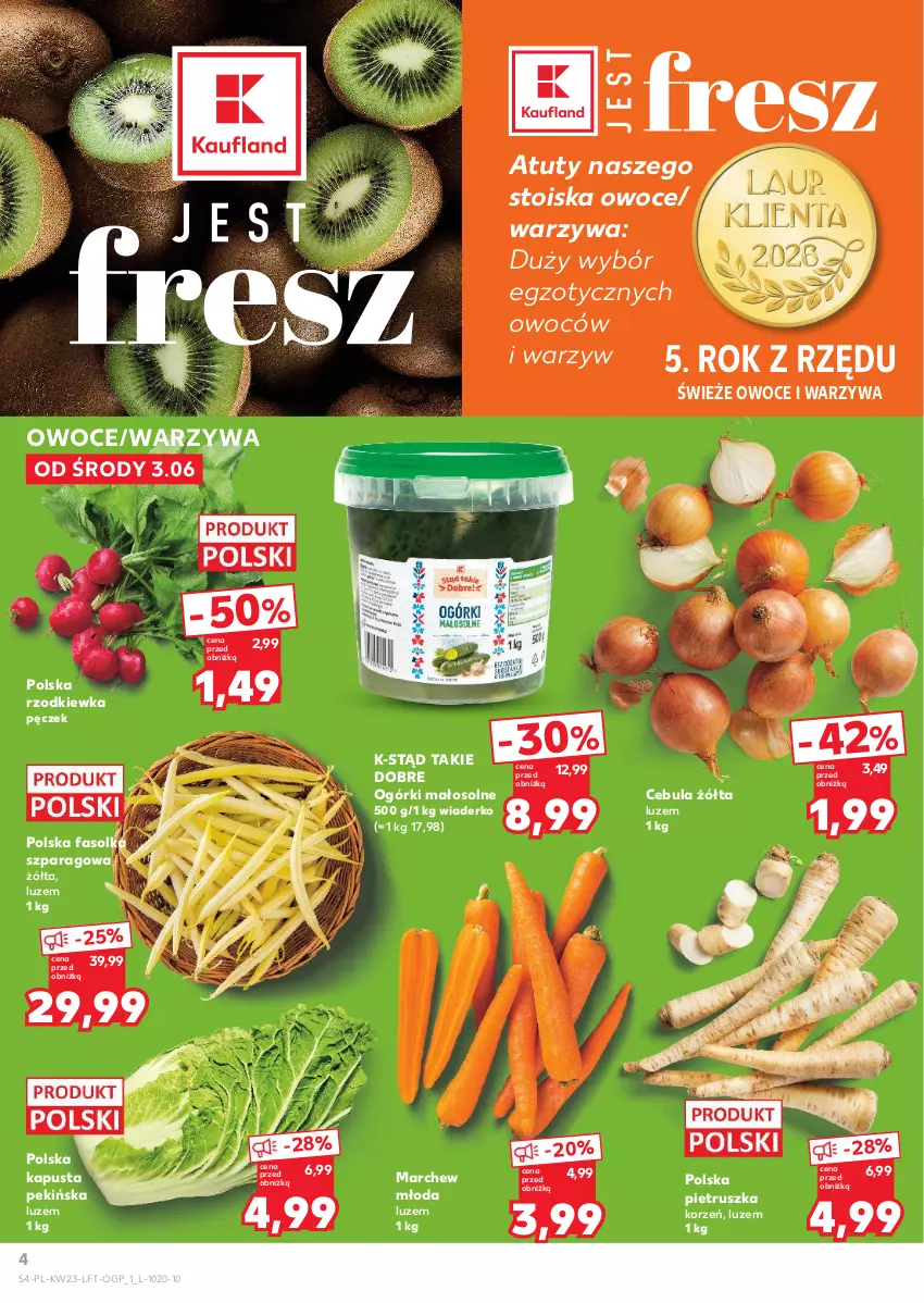 Gazetka promocyjna Kaufland - Gazetka tygodnia - ważna 03.06 do 10.06.2026 - strona 4 - produkty: Cebula, Fa, Owoce, Pietruszka, Rzodkiewka, Warzywa