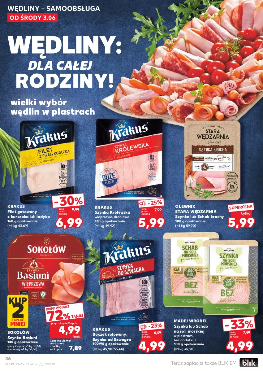 Gazetka promocyjna Kaufland - Gazetka tygodnia - ważna 03.06 do 10.06.2026 - strona 46 - produkty: Boczek, Gra, Krakus, Kurczak, Madej Wróbel, Olewnik, Sok, Sokołów, Szynka, Szynka Królewska, Tera