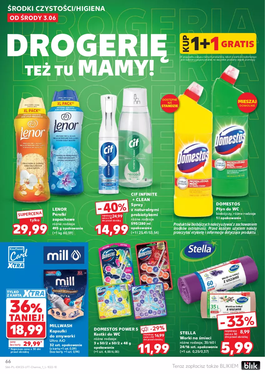 Gazetka promocyjna Kaufland - Gazetka tygodnia - ważna 03.06 do 10.06.2026 - strona 66 - produkty: Cif, Domestos, Gra, Lenor, Perełki zapachowe, Płyn do wc, Por, Probiotyk, Tera, Worki na śmiec, Worki na śmieci, Zmywarki