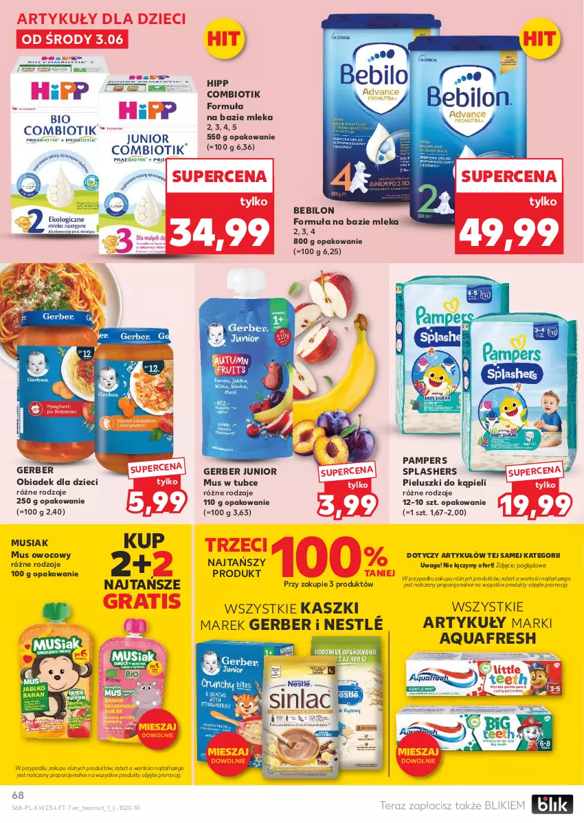 Gazetka promocyjna Kaufland - Gazetka tygodnia - ważna 03.06 do 10.06.2026 - strona 68 - produkty: Aquafresh, BEBILON, Dzieci, Gerber, Gra, HiPP, Mus, Nestlé, Pampers, Por, Tera, Waga