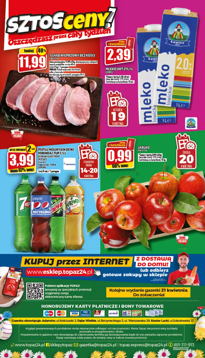 Gazetka promocyjna Topaz - Gazetka - ważna 14.04 do 20.04.2022 - strona 24 - produkty: 7up, Kurczak, Mirinda, Pepsi, Top