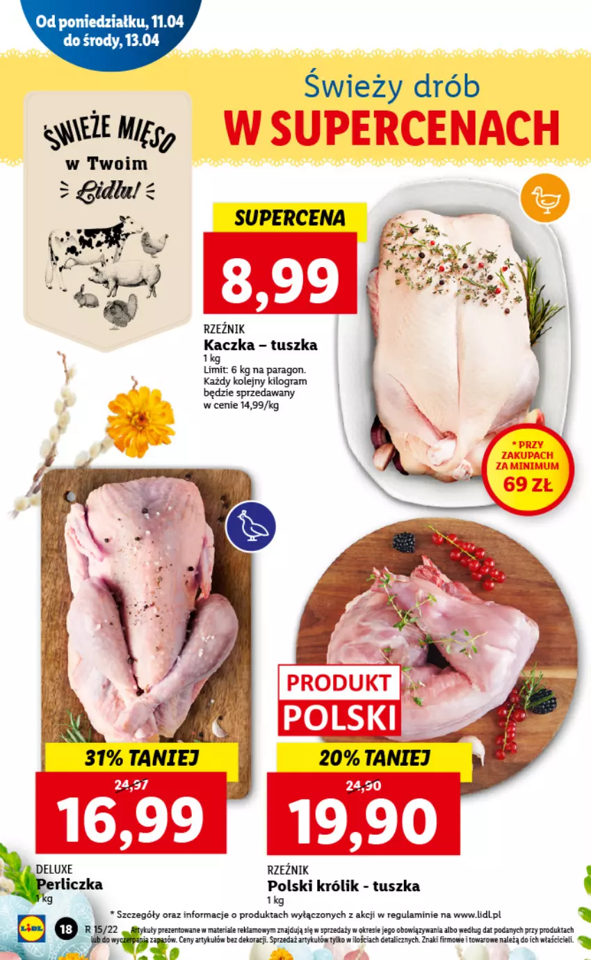 Gazetka promocyjna Lidl - GAZETKA - ważna 11.04 do 13.04.2022 - strona 18 - produkty: Drób, Gra, Kaczka, Królik, Olej, Tusz