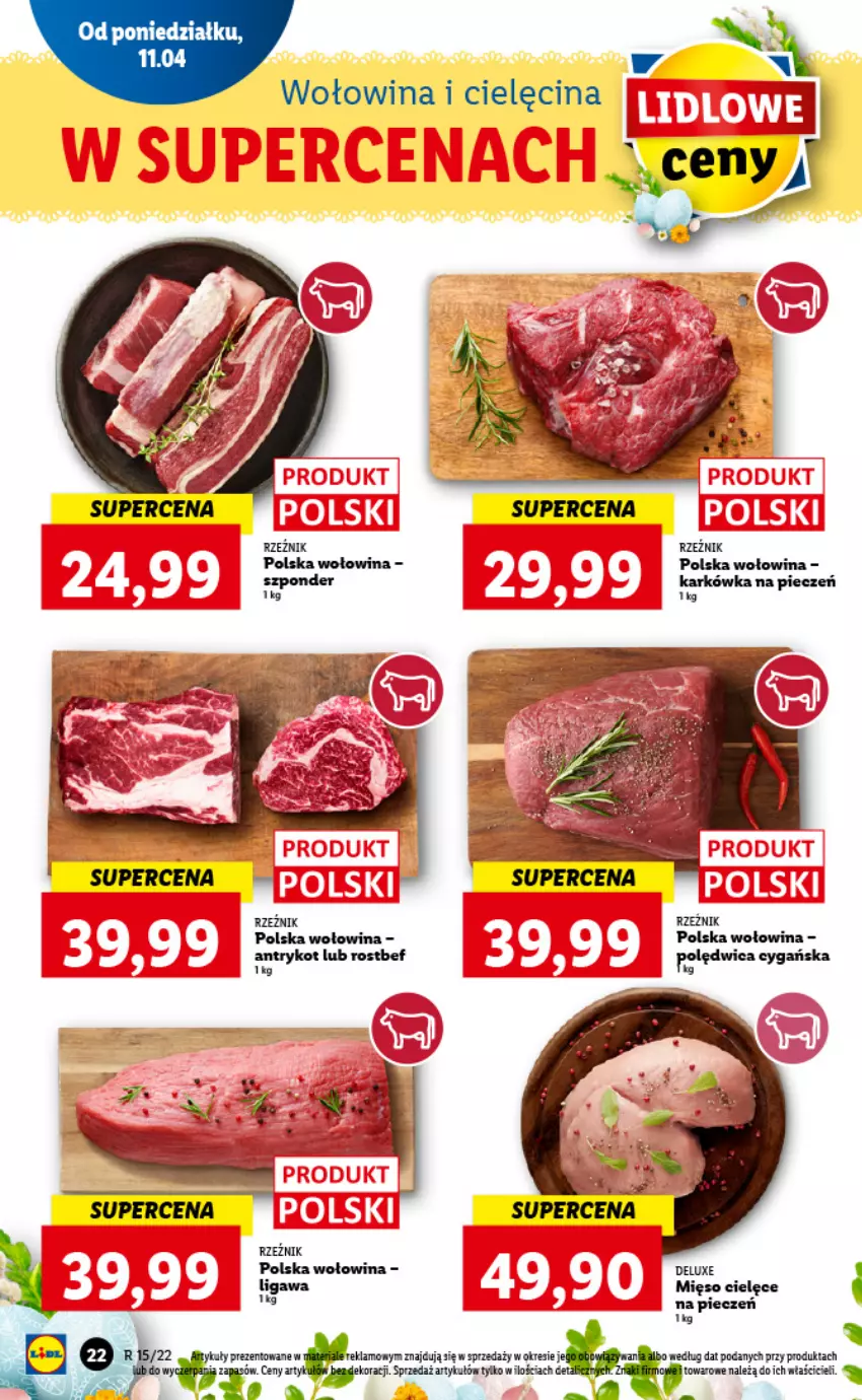 Gazetka promocyjna Lidl - GAZETKA - ważna 11.04 do 13.04.2022 - strona 22 - produkty: Piec, Rostbef, Wołowina