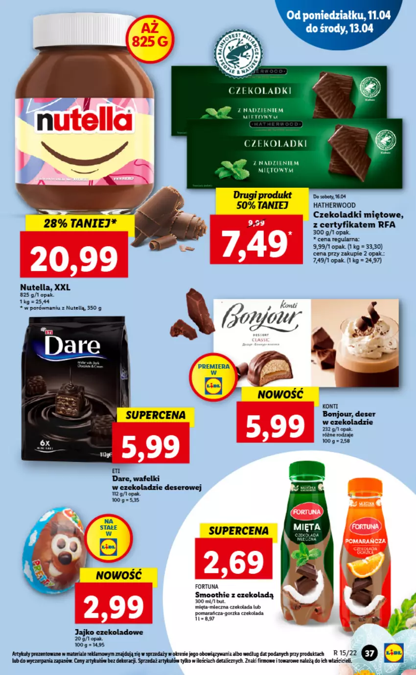 Gazetka promocyjna Lidl - GAZETKA - ważna 11.04 do 13.04.2022 - strona 37 - produkty: Czekolada, Deser, Fa, Fortuna, Nutella, Por, Ser, Smoothie