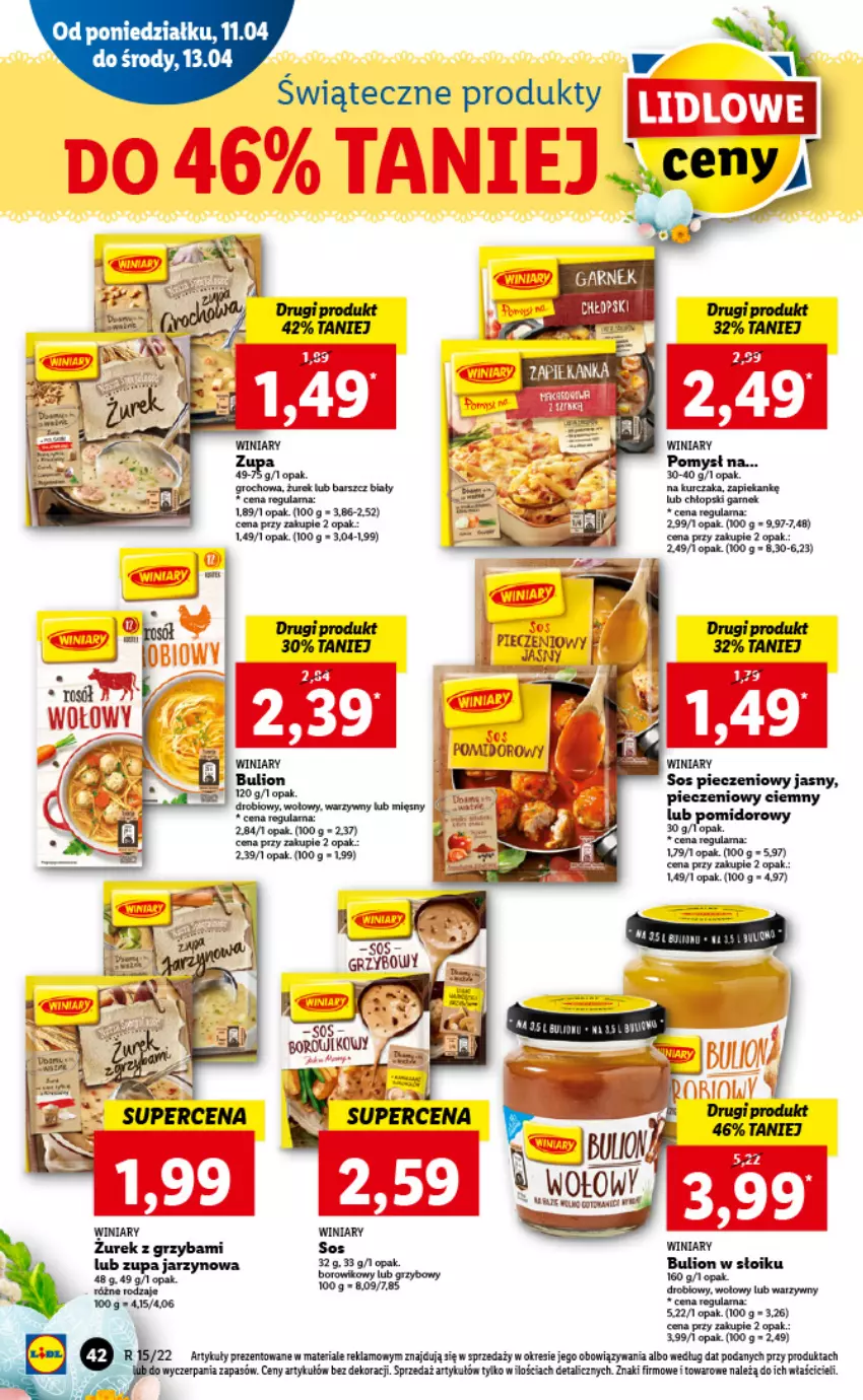 Gazetka promocyjna Lidl - GAZETKA - ważna 11.04 do 13.04.2022 - strona 42 - produkty: Bulion, Garnek, Kurczak, Lion, Piec, Sos, Winiary