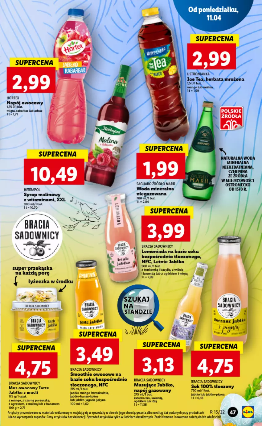 Gazetka promocyjna Lidl - GAZETKA - ważna 11.04 do 13.04.2022 - strona 47 - produkty: Gres, Herbapol, Kokos, Lemoniada, Mus, Por, Smoothie, Sok, Syrop