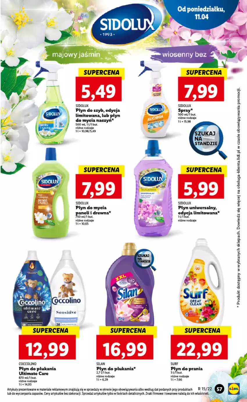 Gazetka promocyjna Lidl - GAZETKA - ważna 11.04 do 13.04.2022 - strona 57 - produkty: Do mycia naczyń, Płyn do mycia, Płyn do mycia naczyń, Płyn do płukania, Płyn do szyb