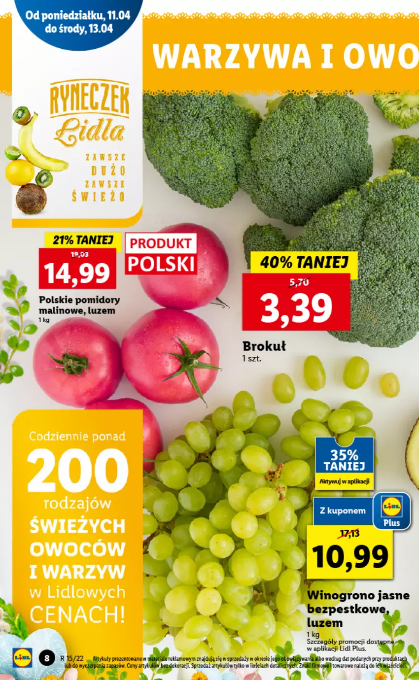 Gazetka promocyjna Lidl - GAZETKA - ważna 11.04 do 13.04.2022 - strona 8 - produkty: Pomidory, Ser