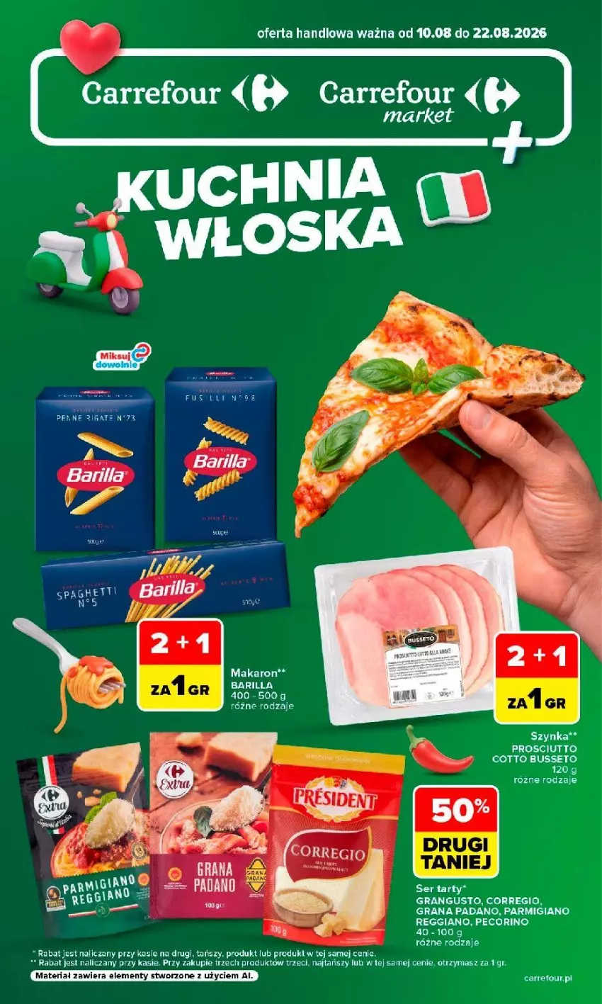 Gazetka promocyjna Carrefour - Gazetka Kuchnia włoska w SUMIE przez cały rok - ważna 10.08 do 22.08.2026 - strona 1 - produkty: Makaron