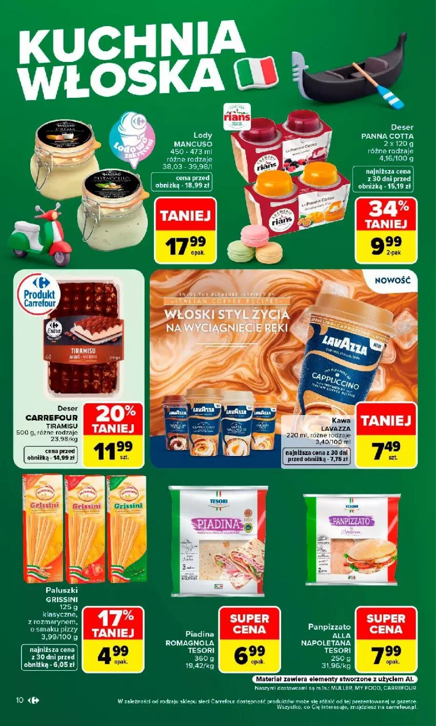 Gazetka promocyjna Carrefour - Gazetka Kuchnia włoska w SUMIE przez cały rok - ważna 10.08 do 22.08.2026 - strona 10 - produkty: Deser, Grissini, Lavazza, Panna cotta, Pizza, Ser