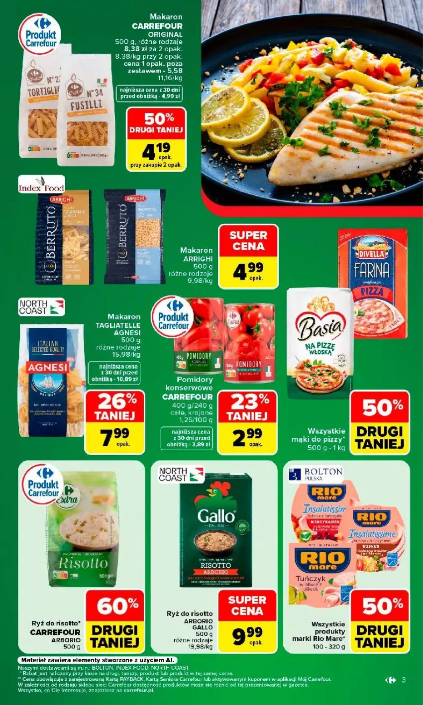 Gazetka promocyjna Carrefour - Gazetka Kuchnia włoska w SUMIE przez cały rok - ważna 10.08 do 22.08.2026 - strona 3 - produkty: Fa, Gin, Makaron, Rio Mare, Ryż, Ryż do risotto, Ser, Tagliatelle