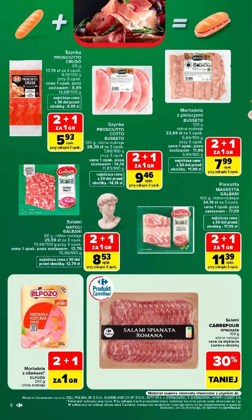 Gazetka promocyjna Carrefour - Gazetka Kuchnia włoska w SUMIE przez cały rok - ważna 10.08 do 22.08.2026 - strona 6 - produkty: Bell, Fa, Galbani, Prosciutto, Salami, Szynka